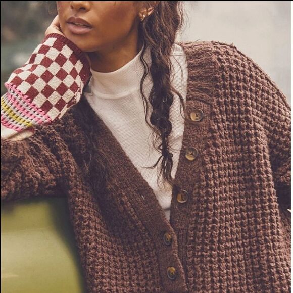 Free People Sweaters - Whistle Thermal Henely Top in Brownstone Combo